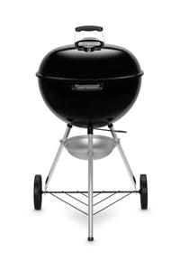 Weber Original Kettle E-5710 Charcoal Barbecue/Porcelain-Enamelled Lid & Bowl, 57 cm Cooking Surface, One-Touch Cleaning System, Lid Thermometer, Tripod Stand and Wheels, Black