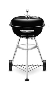 Weber Compact Kettle Charcoal Grill, Ø 47cm Grill Area, BBQ Grill with Porcelain-Enamelled Lid & Bowl, Tripod Stand & Wheels, Chromed Grill Grate - Black (1221004)