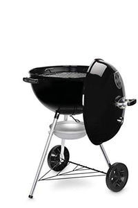 Weber Original Kettle E-5710 Charcoal Barbecue/Porcelain-Enamelled Lid & Bowl, 57 cm Cooking Surface, One-Touch Cleaning System, Lid Thermometer, Tripod Stand and Wheels, Black