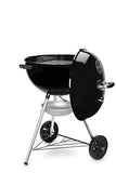 Weber Original Kettle E-5710 Charcoal Barbecue/Porcelain-Enamelled Lid & Bowl, 57 cm Cooking Surface, One-Touch Cleaning System, Lid Thermometer, Tripod Stand and Wheels, Black