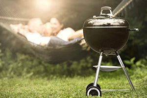 Weber Original Kettle E-5710 Charcoal Barbecue/Porcelain-Enamelled Lid & Bowl, 57 cm Cooking Surface, One-Touch Cleaning System, Lid Thermometer, Tripod Stand and Wheels, Black