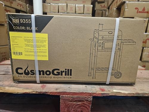 CosmoGrill Outdoor Jr. Smoker Barbecue Charcoal Portable BBQ Grill, Built-in Thermometer, Adjustable Charcoal Pan and Chimney, Wheels, Storage | Compact Coal BBQ Smoker for Home Garden Party Cooking