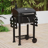 House Of Home XL Charcoal BBQ Smoker with Side Tables – Barbecue Grill for Outdoor Cooking – Adjustable Chimney For Airflow Control, Portable & Durable – Extra Large Black Garden BBQ Grill
