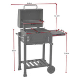 CosmoGrill Outdoor Jr. Smoker Barbecue Charcoal Portable BBQ Grill, Built-in Thermometer, Adjustable Charcoal Pan and Chimney, Wheels, Storage | Compact Coal BBQ Smoker for Home Garden Party Cooking