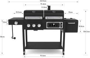 CosmoGrill Hybrid 4 Burner Barbecue with Waterproof Cover | DUO Dual Fuel BBQ 3+1 Gas Grill and Charcoal Smoker BBQ Grill, Thermometer, Warming Rack | Outdoor Portable Dual Fuel Large Coal Barbecue