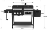 CosmoGrill Hybrid 4 Burner Barbecue with Waterproof Cover | DUO Dual Fuel BBQ 3+1 Gas Grill and Charcoal Smoker BBQ Grill, Thermometer, Warming Rack | Outdoor Portable Dual Fuel Large Coal Barbecue