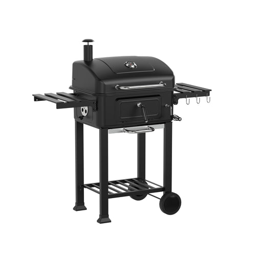 House Of Home XL Charcoal BBQ Smoker with Side Tables – Barbecue Grill for Outdoor Cooking – Adjustable Chimney For Airflow Control, Portable & Durable – Extra Large Black Garden BBQ Grill