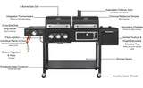 CosmoGrill Hybrid 4 Burner Barbecue with Waterproof Cover | DUO Dual Fuel BBQ 3+1 Gas Grill and Charcoal Smoker BBQ Grill, Thermometer, Warming Rack | Outdoor Portable Dual Fuel Large Coal Barbecue