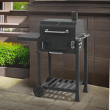 CosmoGrill Outdoor Jr. Smoker Barbecue Charcoal Portable BBQ Grill, Built-in Thermometer, Adjustable Charcoal Pan and Chimney, Wheels, Storage | Compact Coal BBQ Smoker for Home Garden Party Cooking