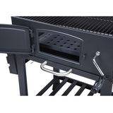 CosmoGrill Outdoor XL Smoker Barbecue Charcoal Portable BBQ Grill, 2 Folding Side Table, Built-in Thermometer, Adjustable Charcoal Pan & Chimney, Wheels, Large Coal BBQ Smoker for Home Garden Cooking