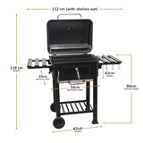 House Of Home XL Charcoal BBQ Smoker with Side Tables – Barbecue Grill for Outdoor Cooking – Adjustable Chimney For Airflow Control, Portable & Durable – Extra Large Black Garden BBQ Grill