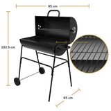 House Of Home XL Barrel Charcoal BBQ Grill – Large Black Smoker with Thermometer, Wheels, Ash Catcher & Side Vents – Portable Garden Coal Barbecue for Outdoor Cooking