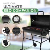 House Of Home XL Barrel Charcoal BBQ Grill – Large Black Smoker with Thermometer, Wheels, Ash Catcher & Side Vents – Portable Garden Coal Barbecue for Outdoor Cooking