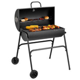 VonHaus Charcoal BBQ – Portable Barrel Barbecue with Warming Rack, Temperature Gauge, Wheels, Large Cooking Grill, Air Vents – 2 in 1 Barbeque and Smoker – Grill Meat, Fish & Vegetables