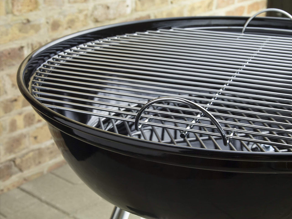 Weber Compact Kettle Charcoal Grill, Ø 47cm Grill Area, BBQ Grill with Porcelain-Enamelled Lid & Bowl, Tripod Stand & Wheels, Chromed Grill Grate - Black (1221004)