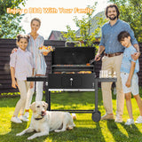 DKIEI BBQ Grill, Outdoor XXL Portable Charcoal Barbecue Grill, Wheels & 2 Folding Table, Thermometer & Adjustable Charcoal Pan, Large Coal Barbeque Grill Smoker for Parties, Patio, Garden Home Cooking