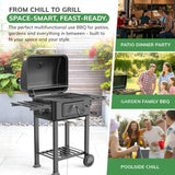 House Of Home XL Charcoal BBQ Smoker with Side Tables – Barbecue Grill for Outdoor Cooking – Adjustable Chimney For Airflow Control, Portable & Durable – Extra Large Black Garden BBQ Grill