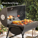 VonHaus Charcoal BBQ – Portable Barrel Barbecue with Warming Rack, Temperature Gauge, Wheels, Large Cooking Grill, Air Vents – 2 in 1 Barbeque and Smoker – Grill Meat, Fish & Vegetables